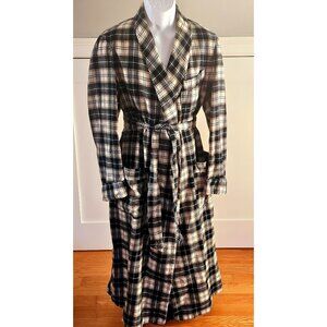 Vintage Pendleton Mens Wool Plaid Tartan Robe With Belted Waist & Shawl Collar